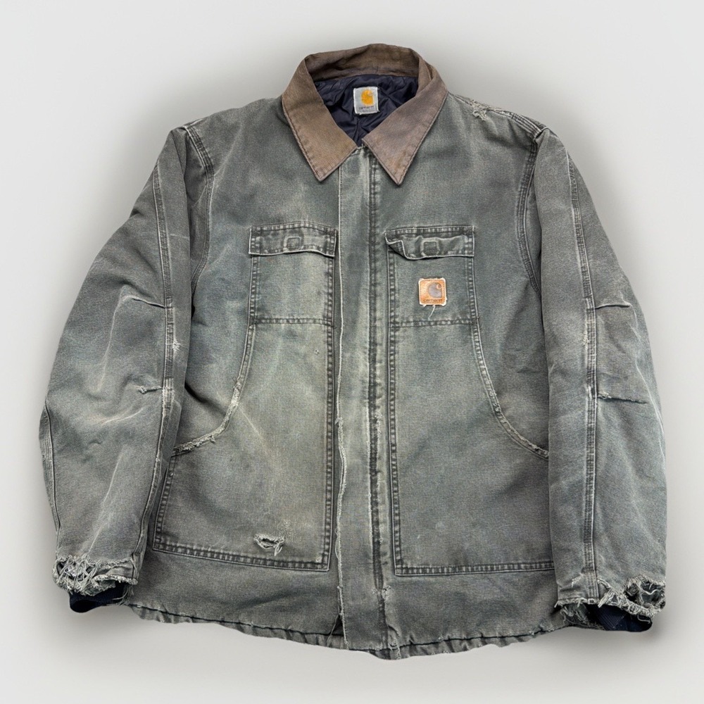 Carhartt C26 MOS Arctic Traditional Coat Moss Green Distressed Thrashed Mens